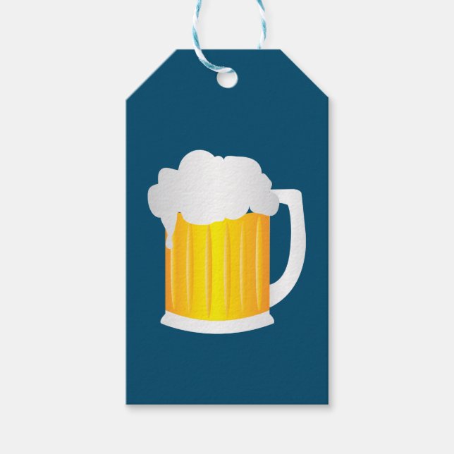 Étiquettes-cadeau Pint de bière amusant bleu (Devant)