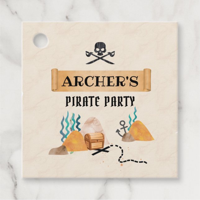 Étiquettes Cadeau Pirate party tag, pirate (Devant)