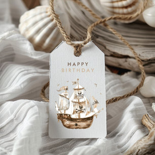 Étiquettes-cadeau Pirate Ship Brown thème nautique Anniversaire