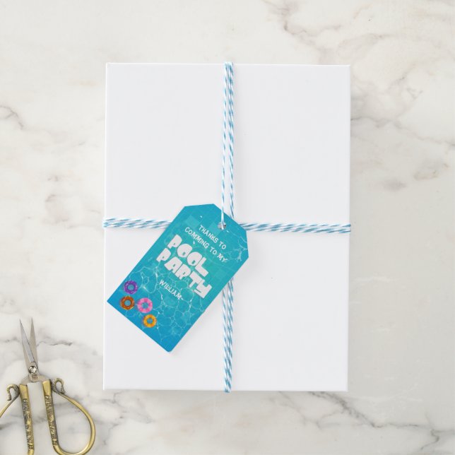 Étiquettes-cadeau Piscine Fête Naissance Merci Favoriser (Avec de laficelle)