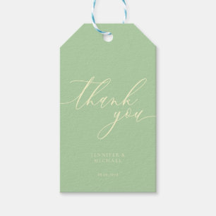 Étiquettes-cadeau Pistache & Crème Merci Simple