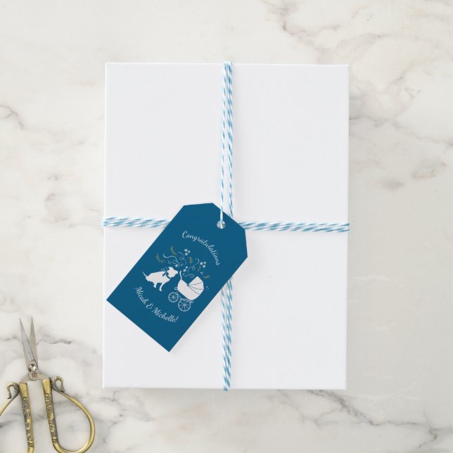 Étiquettes-cadeau Pit Bull Chien Baby shower Blue Boy Pitbull (Avec de laficelle)