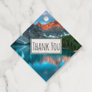 Étiquettes Cadeau Pittoresque Mountain & Lake Photographie Merci