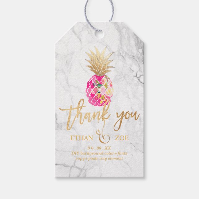 Étiquettes-cadeau PixDezines Aloha Ananas/Marbre (Devant)