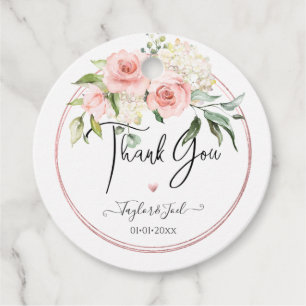 Étiquettes Cadeau PixDezines Aquarelle Dusty Merci Rose