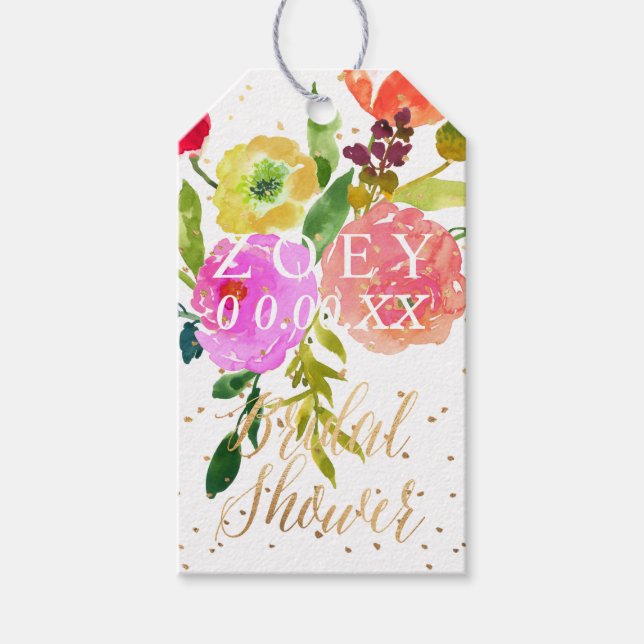 Étiquettes-cadeau PixDezines Aquarelle Fête des mariées florale (Devant)