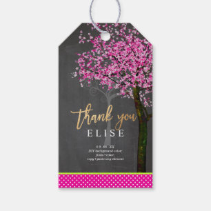 Étiquettes-cadeau PixDezines Arbre de vie Bat mitzvah/Neon rose