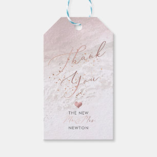 Étiquettes-cadeau PixDezines Blush Beach + Bulles de Champagne Tx U