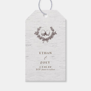 Étiquettes-cadeau PixDezines bouleau blanc + couronne d'Acorns