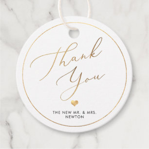 Étiquettes Cadeau PixDezines Faux Gold Luxe Merci de calligraphie