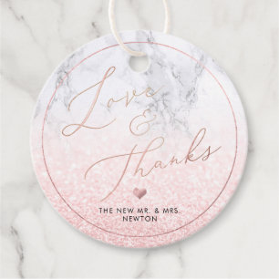 Étiquettes Cadeau PixDezines Faux Rose Merci de calligraphie or
