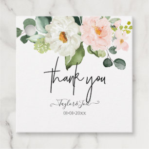 Étiquettes Cadeau PixDezines Fleurs Aquarelles Roses Blanches