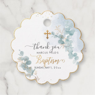 Étiquettes Cadeau PixDezines H2 Blue Gum Eucalyptus Baptême