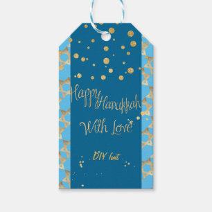 Étiquettes-cadeau PixDezines Happy Hanoukka/Faux Gold/do-it-yourself
