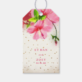 Étiquettes-cadeau PixDezines hibiscus hawaïen rose/étiquettes de rem