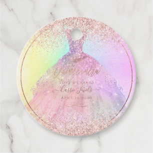 Étiquettes Cadeau PixDezines Quinceanera Parties scintillant Coton C