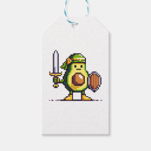 Étiquettes-cadeau Pixel Avocado Warrior - 8 bits de personnage de je