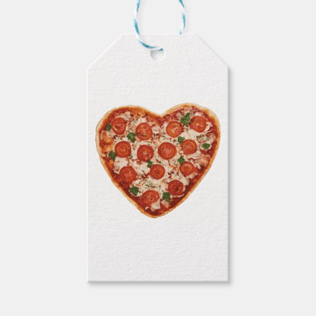Étiquettes-cadeau pizza au coeur (Devant)