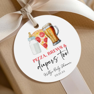 Étiquettes Cadeau Pizza Brews et Diapers aussi ! Baby shower