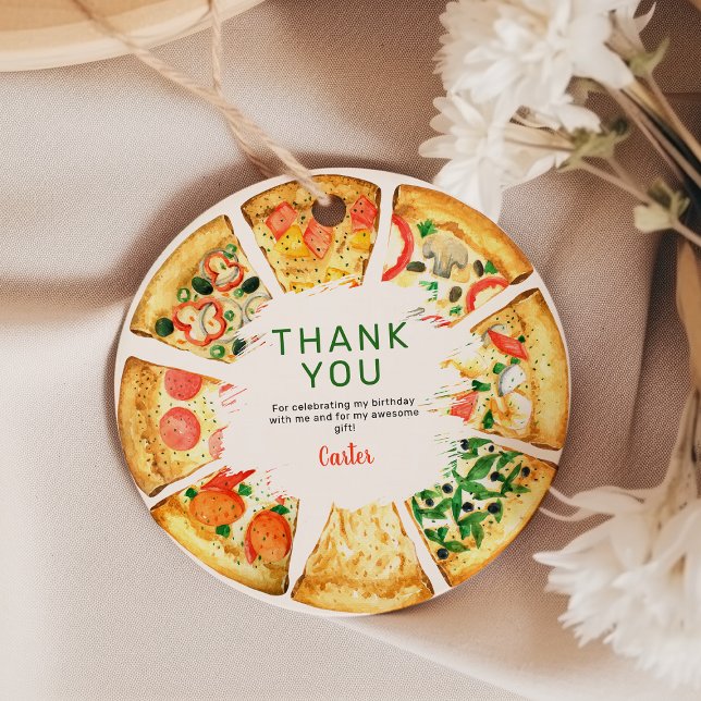 Étiquettes Cadeau Pizza photo moderne fête d'anniversaire (Créateur téléchargé)