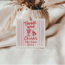 Étiquettes Cadeau Pizza Rouge Tirée À La Main Douche De Livraison Sp