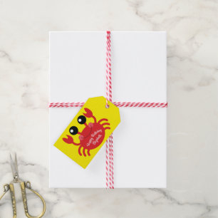 Étiquettes-cadeau Plage de la fête d'anniversaire du crabe
