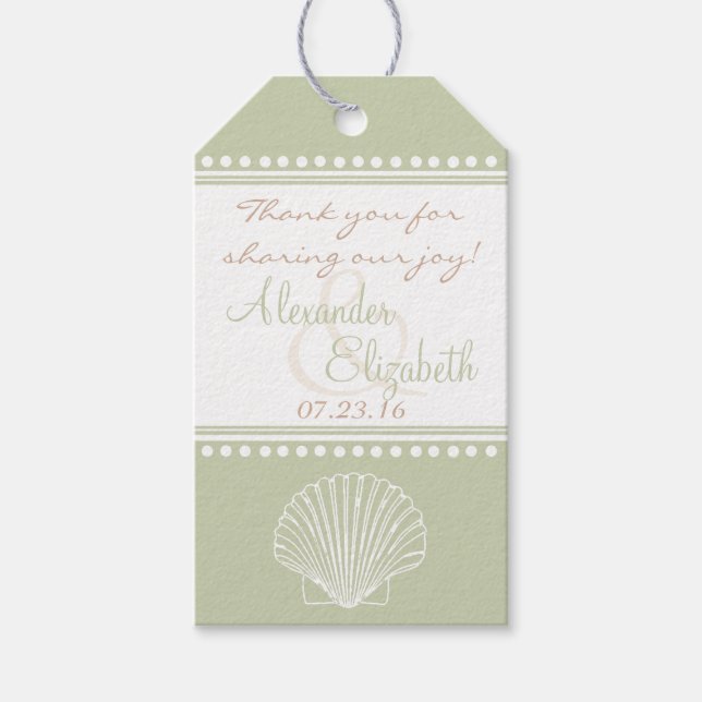Étiquettes-cadeau Plage Mariage Merci Seashell Cadeau (Devant)