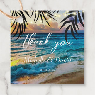 Étiquettes Cadeau Plage Sunset String Lights