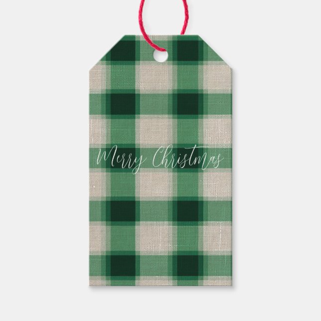 Étiquettes-cadeau Plaid à la crème verte (Devant)