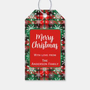 Étiquettes-cadeau Plaid Et Snowflakes Noël Motif 1