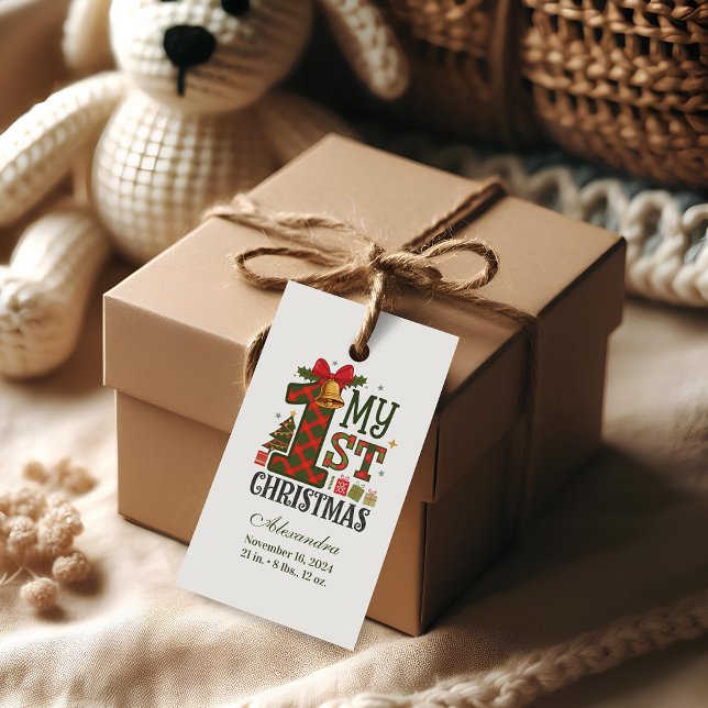 Étiquettes-cadeau  Plaid Rustic  First Christmas (Créateur téléchargé)