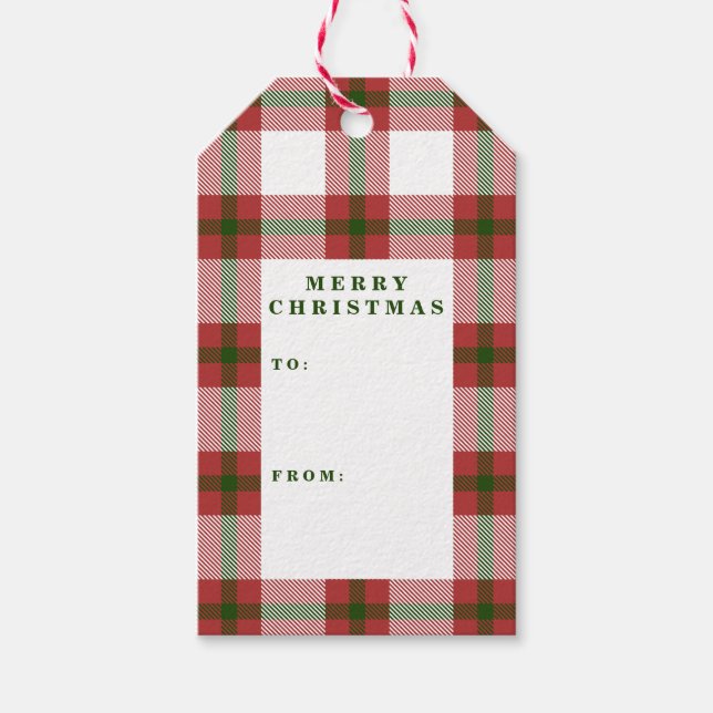 Étiquettes-cadeau Plaid Tidings Fêtes de Noël (Devant)