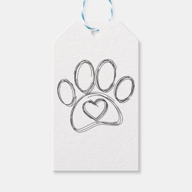 Étiquettes-cadeau Plan Empreinte de patte de chien (Devant)