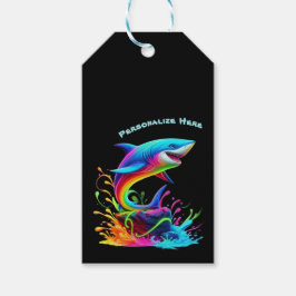 Étiquettes-cadeau Planche de requin coloré-