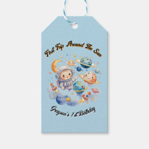 Étiquettes-cadeau Planètes extérieures Blue Premier anniversaire
