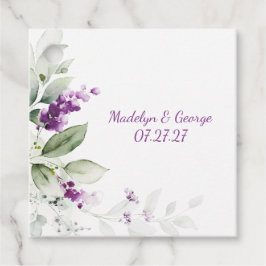 Étiquettes Cadeau Plante de lavande violet vert pâle Feuille Mariage