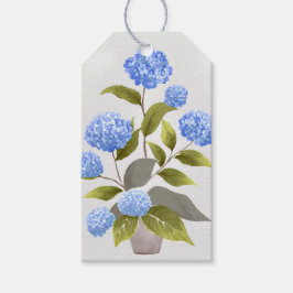 Étiquettes-cadeau Plante d'hortensia bleu aquarelle florale magnifiq
