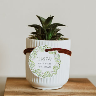 Étiquettes Cadeau plante du Baby shower de la couronne de bois "Croi