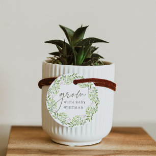 Étiquettes Cadeau plante du Baby shower de la couronne de bois "Croi