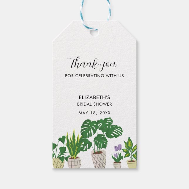 Étiquettes-cadeau Plantes en pot Baby Shower de verdure Merci  (Devant)