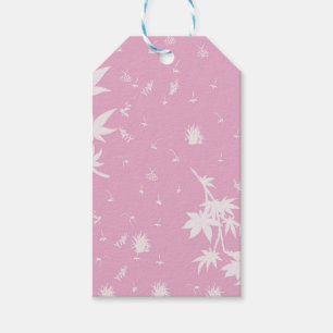 Étiquettes-cadeau Plantes roses et blancs