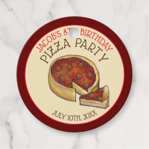 Étiquettes Cadeau Plat profond Pepperoni Pizza Pie fête d'anniversai