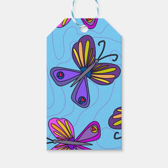 Étiquettes-cadeau Playful Butterflies (Devant)