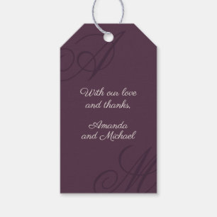 Étiquettes-cadeau Plum violet moderne Edge élégant Mariage Monogramm