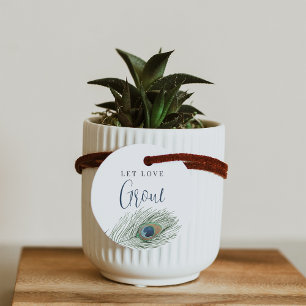 Étiquettes Cadeau Plume de Paon Laissez l'amour grandir Plante ou Gr