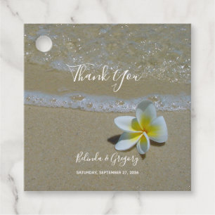 Étiquettes Cadeau Plumeria Frangipani sur le sable Mariage cadeau
