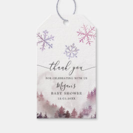 Étiquettes-cadeau Pneus roses Baby shower hiver Wonderland