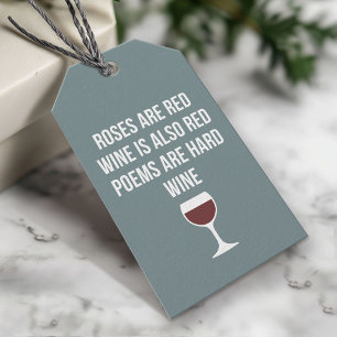 Étiquettes-cadeau Poème drôle de vin - le vin est poésie rouge es