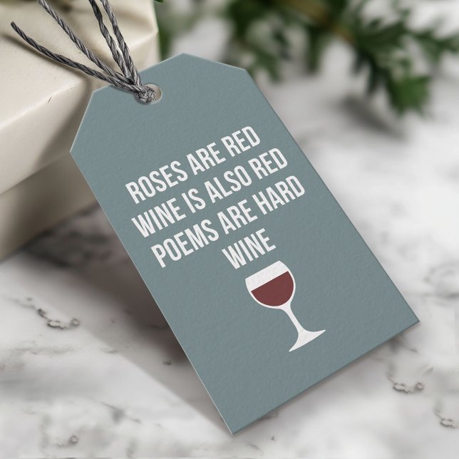 Étiquettes-cadeau Poème du vin amusant - Le vin est la poésie rouge  (Funny Wine Gift Tag)