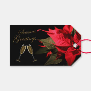 Étiquettes-cadeau Poinsettia et Champagne